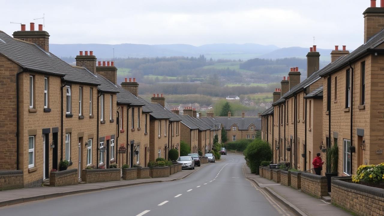 Chesterfield residential street with North Derbyshire hills behind, JBRC Ltd electrician coverage area